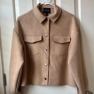 Truth Neutral/Tan Faux Leather Buttoned down Jacket Small